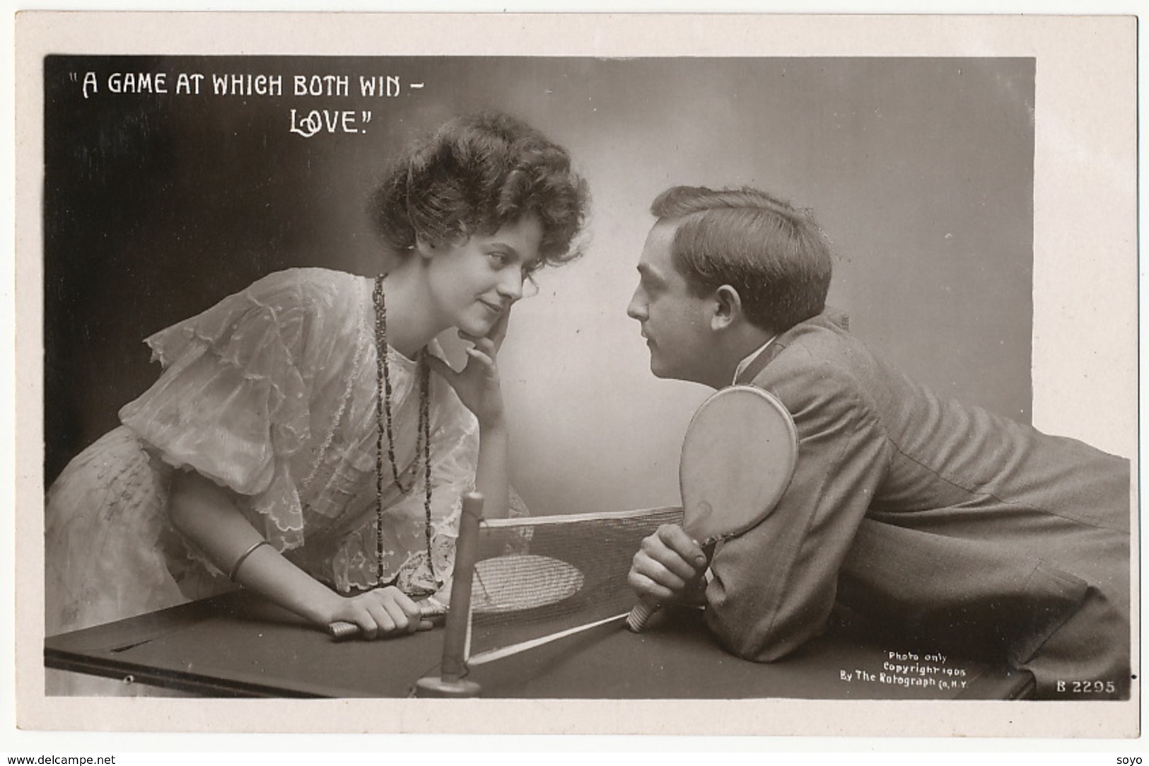 Ping Pong Table Tennis  A Game At Which Both Win Love Amoureux Lovers Rotograph Real Photo - Tennis De Table