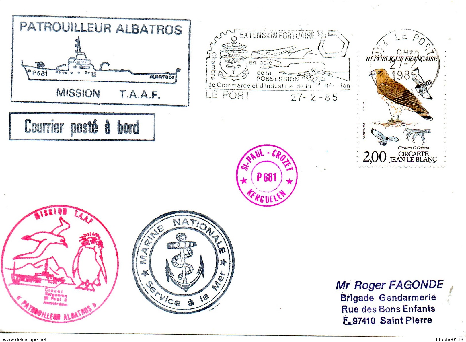 FRANCE. Enveloppe Commémorative Ayant Circulé En 1985. Le Patrouilleur "Albatros". Marine La Réunion. - Navires & Brise-glace