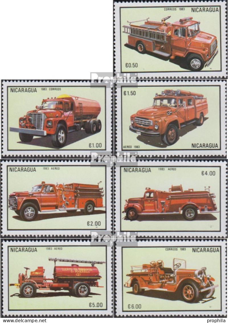 Nicaragua 2457-2463 (kompl.Ausg.) Postfrisch 1983 Feuerwehrautos - Nicaragua