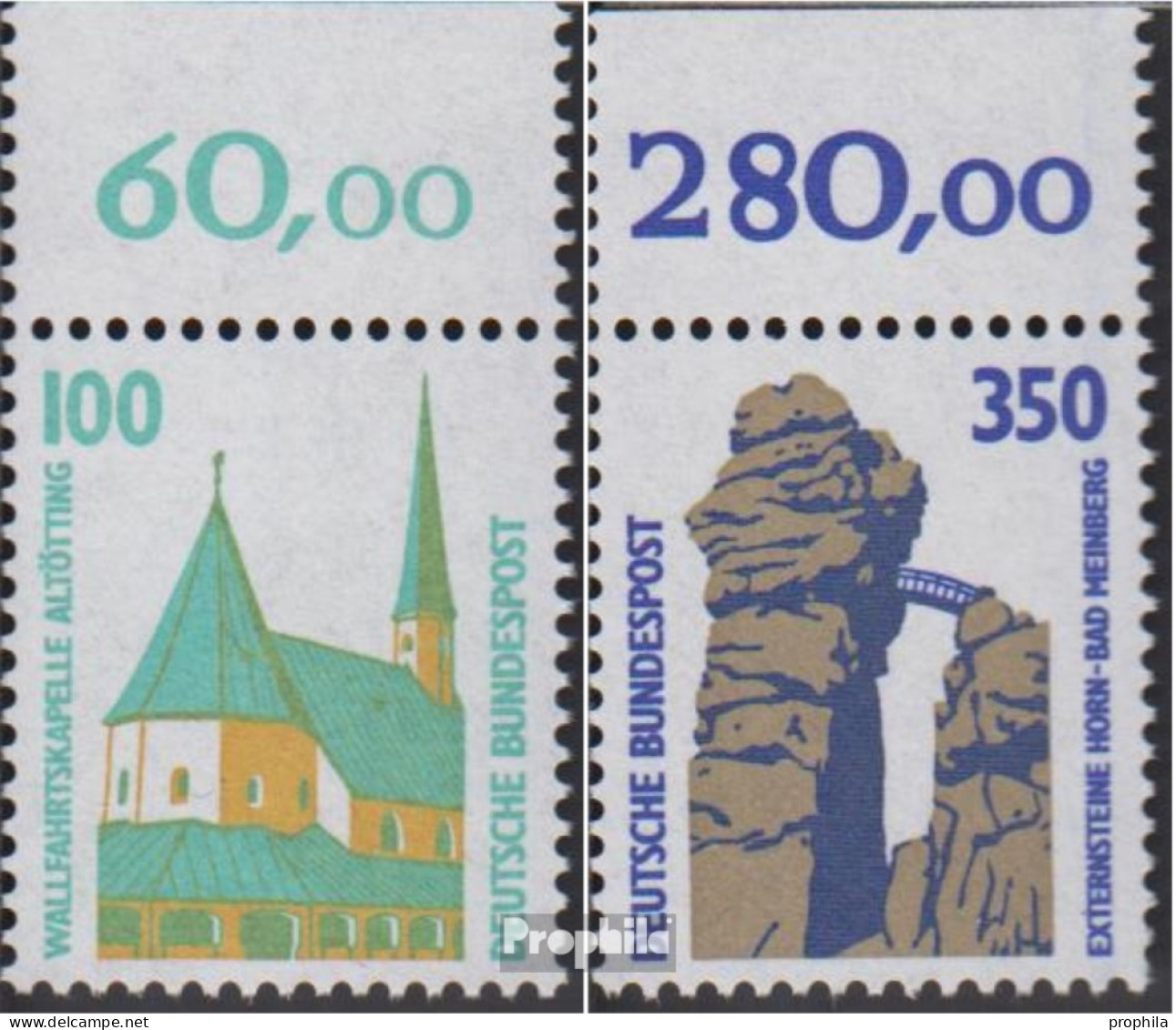 BRD (BR.Deutschland) 1406A-1407A Oberrandstück (kompl.Ausg.) Postfrisch 1989 Sehenswürdigkeiten - Neufs