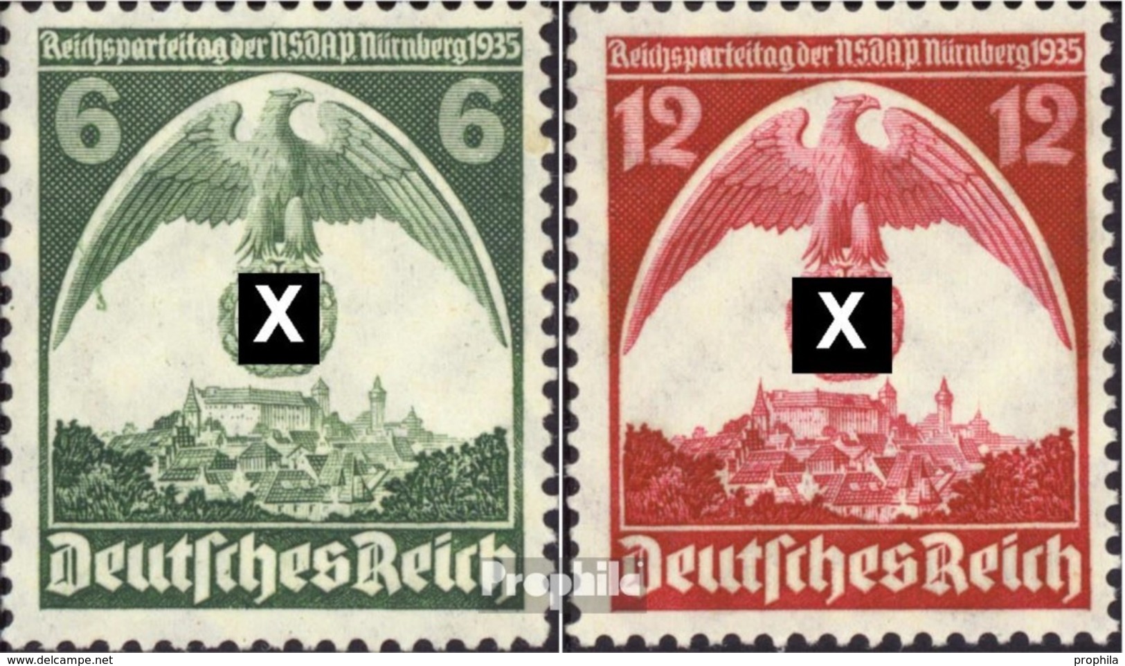 Deutsches Reich 586X-587X (kompl.Ausg.) Postfrisch 1935 Parteitag - Ungebraucht