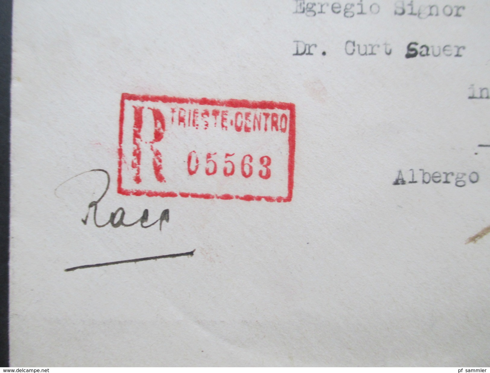 Italien 1937 Trieste Centro Mit Rotem R- Stempel! Nach Rodi Egeo Mit 6 Stempeln!! - Assurés