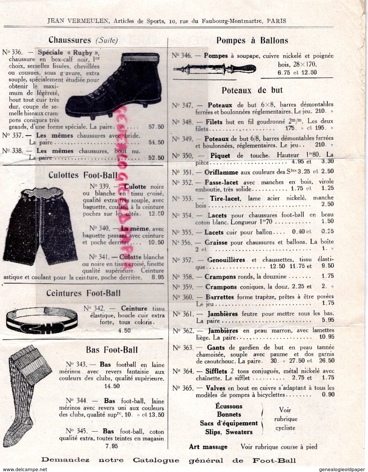 75-PARIS- RARE CATALOGUE JEAN VERMEULEN- 1924-25- 10 RUE FG MONTMARTRE-ATHLETISME-TENNIS-BOXE-CYCLISME-PATINAGE-FOOT-