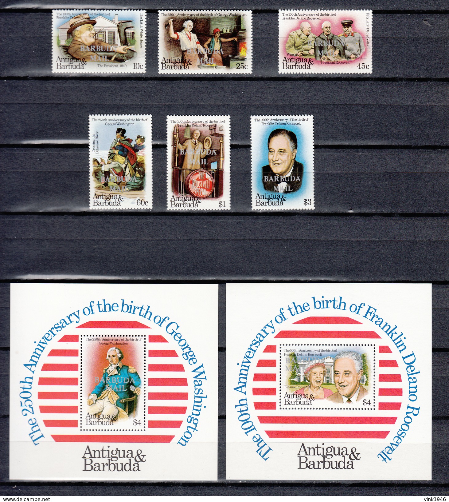 Barbuda Mail 1982,6V + 2 Blocks,american Presidents,MNH/Postfris(L3277) - George Washington