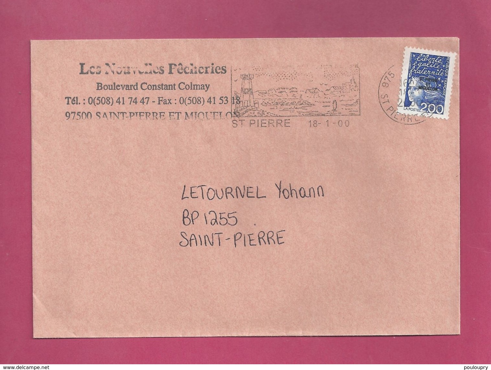 Lettre Locale De Saint Pierre Et Miquelon De 2000 - YT N° 664 - Flamme - Briefe U. Dokumente