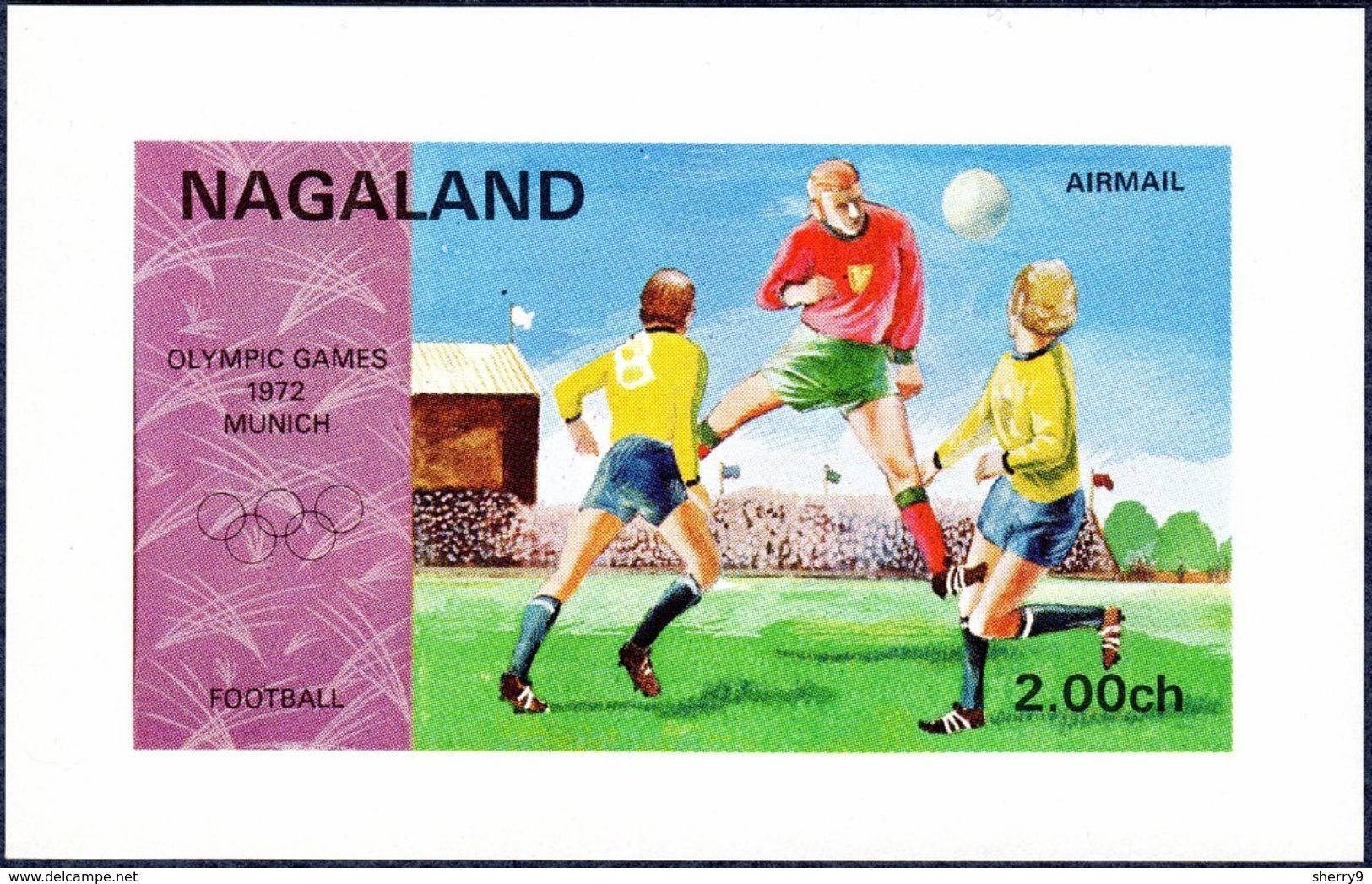 NAGALAND 1972 Olympic Games Munich Soccer Football XF/S (Extremaly Fine/Superb) Miniature Souvenir Sheet Full Gum MNH - Summer 1972: Munich