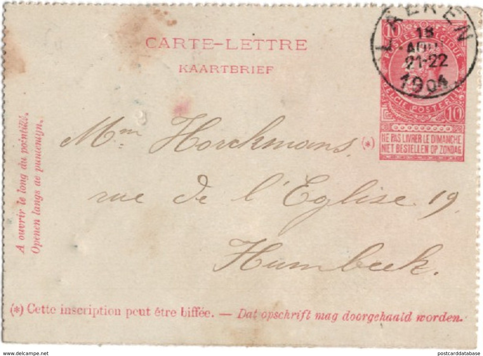 Postal Stationery - Belgium - Laeken 1904 - Kaartbrief - Postcards 1871-1909