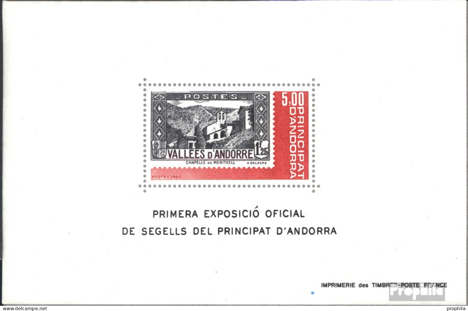 Andorra - Französische Post Block1 (kompl.Ausg.) Postfrisch 1982 Briefmarkenausstellung - Carnets
