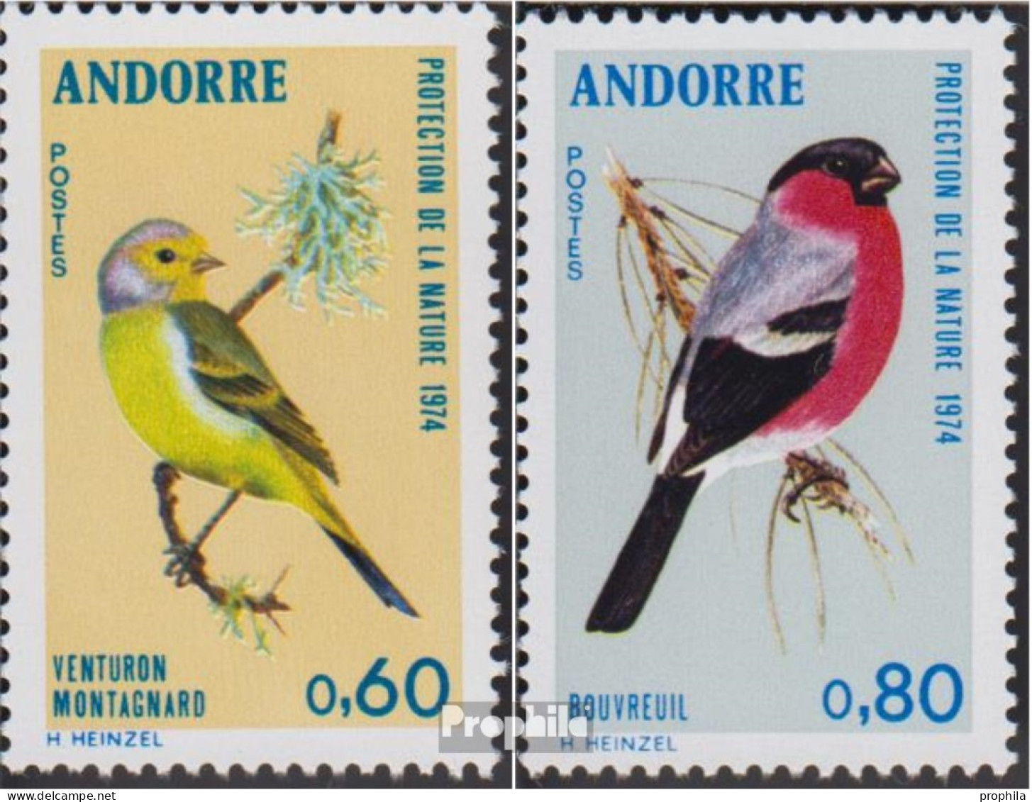 Andorra - Französische Post 261-262 (kompl.Ausg.) Postfrisch 1974 Naturschutz - Carnets