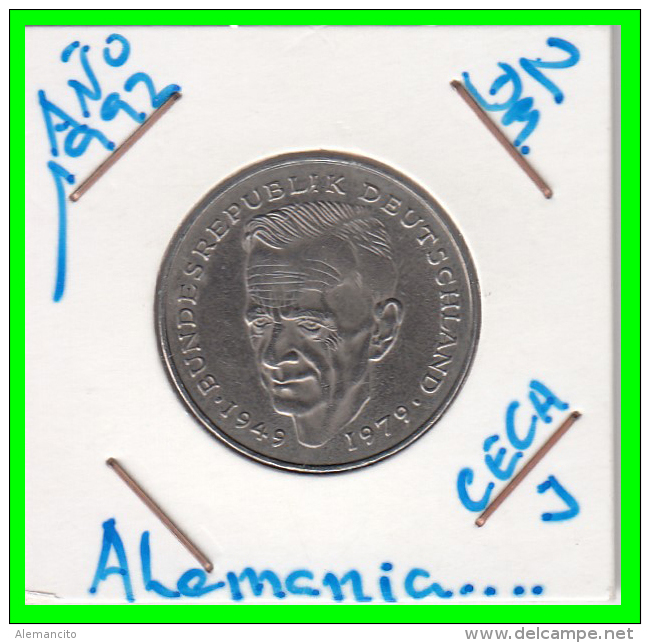 ALEMANIA - GERMANY  MONEDA DE 2.00 DM - AÑO 1992 -J  KURT SCHUMACHER - 2 Marcos