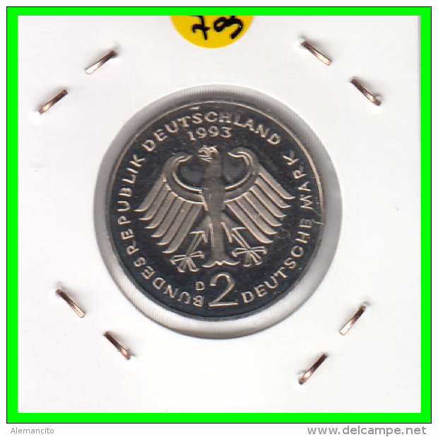 ALEMANIA - GERMANY  MONEDA DE 2.00 DM - AÑO 1993 -D  KURT SCHUMACHER  - S/C - 2 Marcos