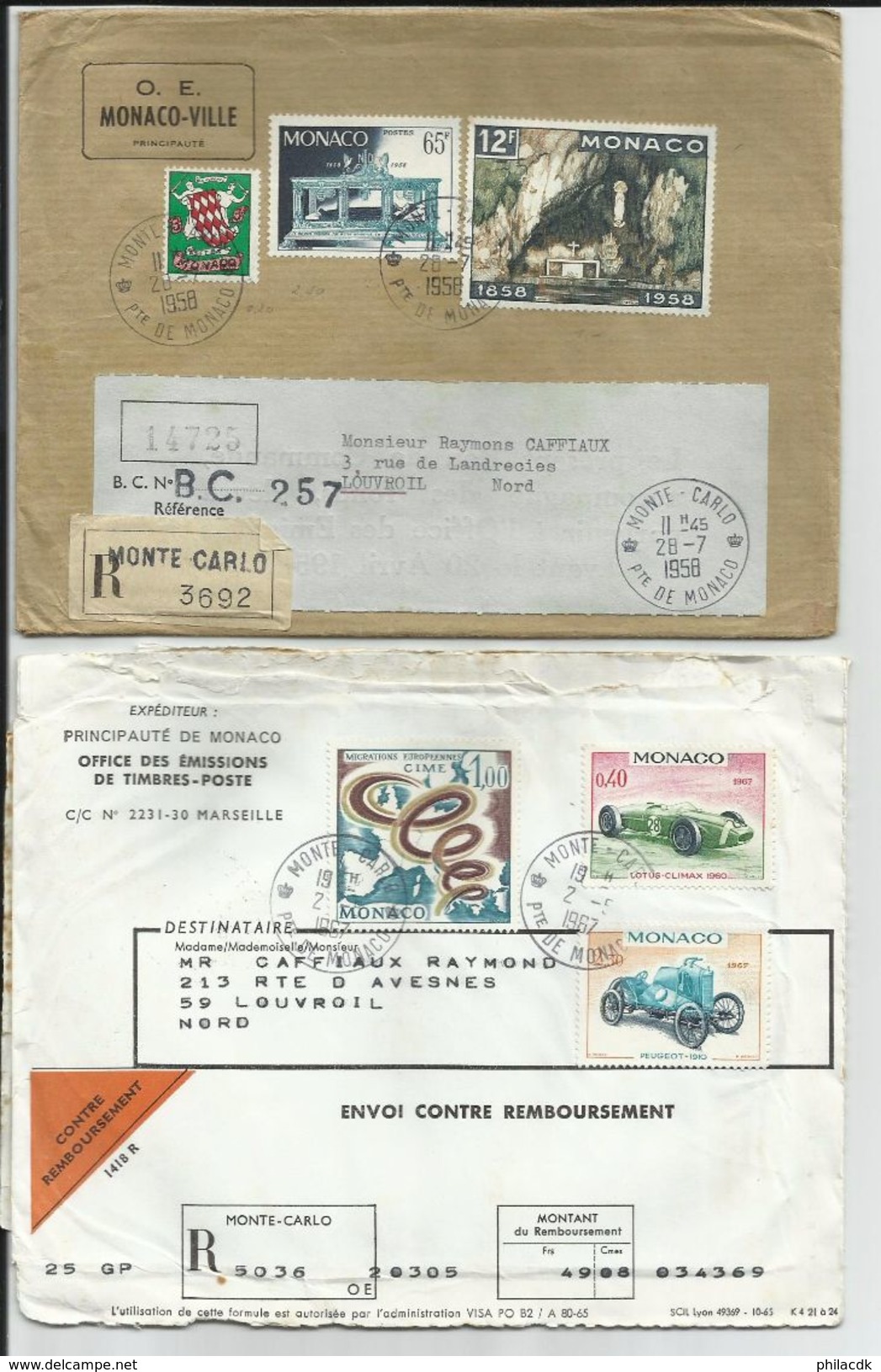 MONACO - RARE- DONT 1951-BEAU LOT D ENVELOPPES RECOMMANDEES ET 1ER JOUR/CARTES 1ER JOURS/ENTIERS - VOIR SCANNS