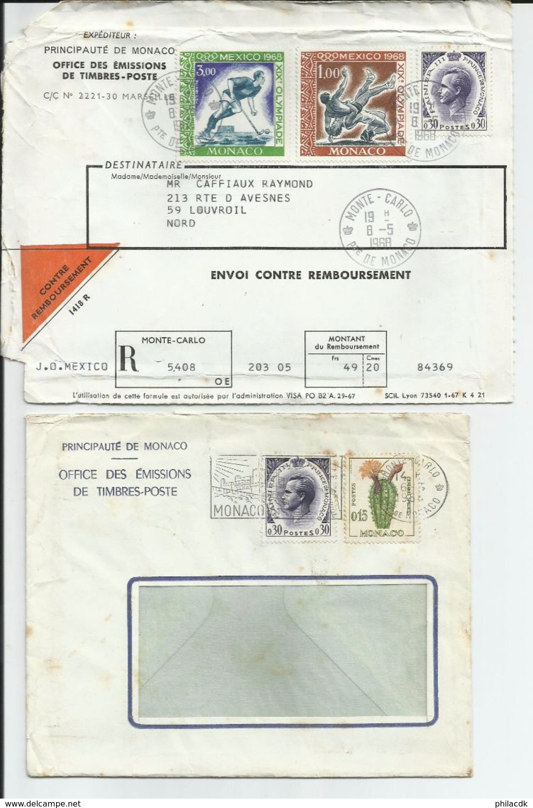 MONACO - RARE- DONT 1951-BEAU LOT D ENVELOPPES RECOMMANDEES ET 1ER JOUR/CARTES 1ER JOURS/ENTIERS - VOIR SCANNS