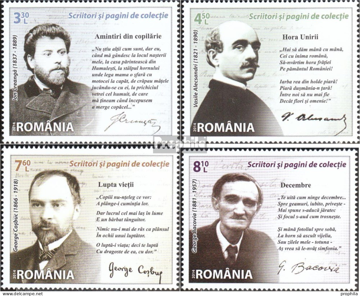 Rumänien 6904-6907 (kompl.Ausg.) Postfrisch 2014 Schriftsteller - Unused Stamps