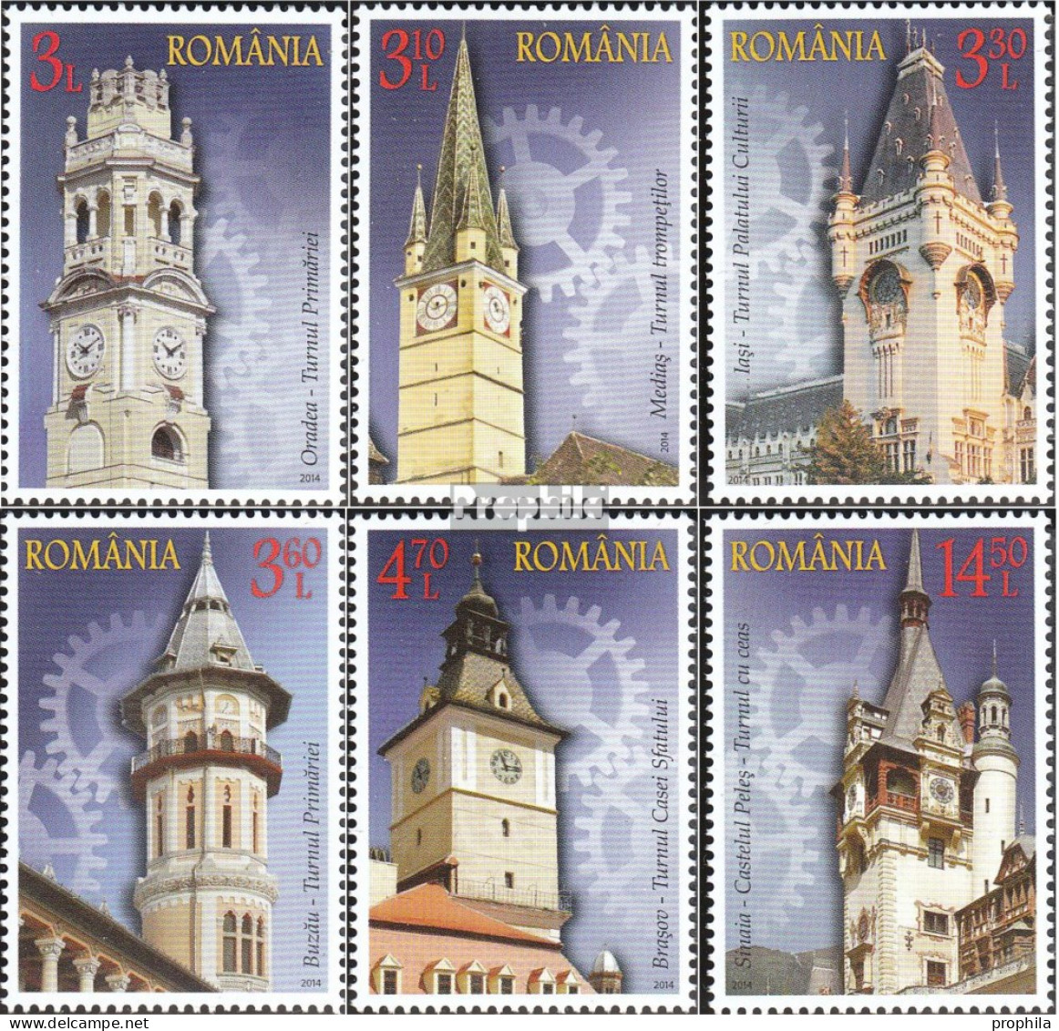 Rumänien 6874-6879 (kompl.Ausg.) Postfrisch 2014 Uhrtürme - Unused Stamps