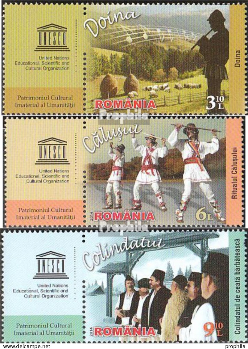 Rumänien 6843-6845 Mit Zierfeld (kompl.Ausg.) Postfrisch 2014 UNESCO Welterbe - Unused Stamps