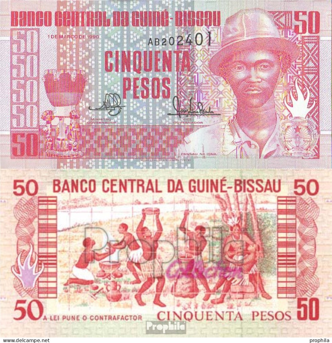 Guinea-Bissau Pick-Nr: 10 Bankfrisch 1990 50 Pesos - Guinea-Bissau