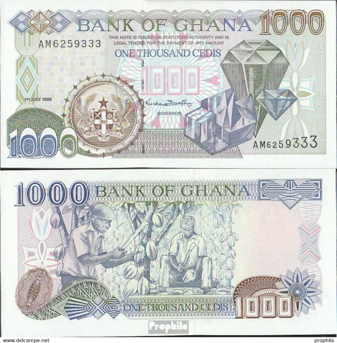 Ghana Pick-Nr: 32d Bankfrisch 1999 1.000 Cedis - Ghana