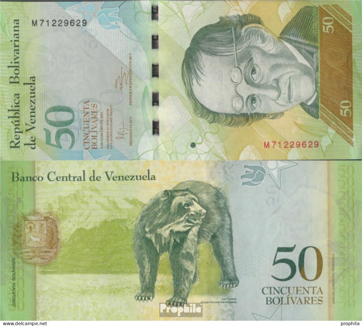 Venezuela Pick-Nr: 92e Bankfrisch 2011 50 Bolivares - Venezuela