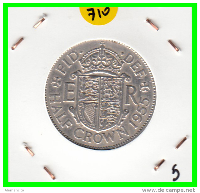 GRAN BRETAÑA  MONEDA DE HALF-CROWN - AÑO 1955 - 1/2 Sovereign