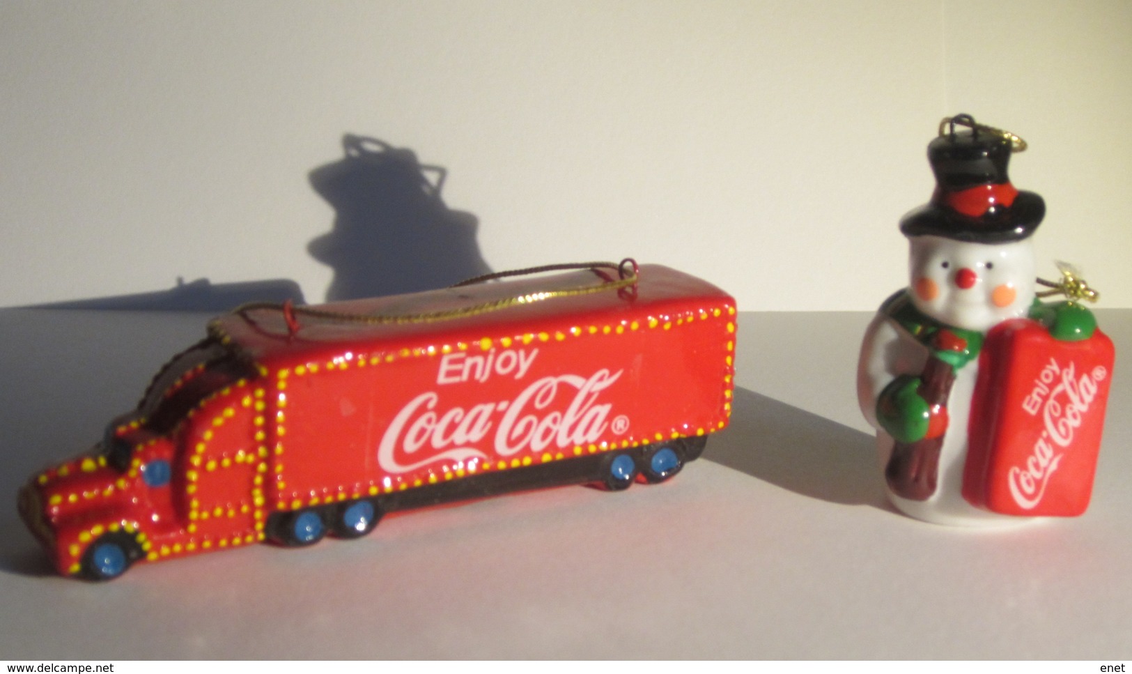 Coca-Cola Kerstboomversiering - Truck + Sneeuwman - In Porcelein - Other & Unclassified