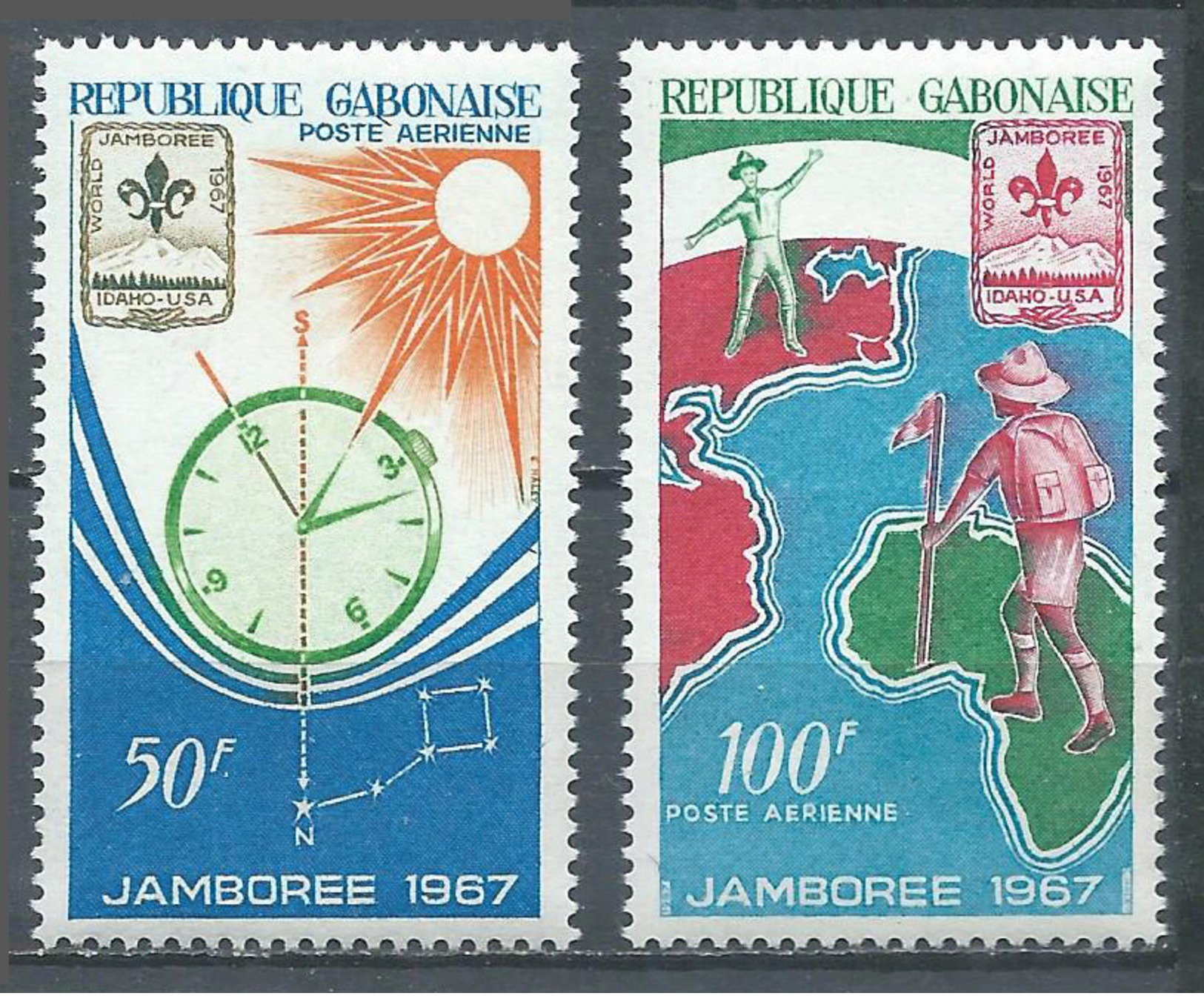 Gabon Poste Aérienne YT N°58/59 Jamborée Mondial D'Idaho 1967 Scoutisme Neuf ** - Gabon (1960-...)