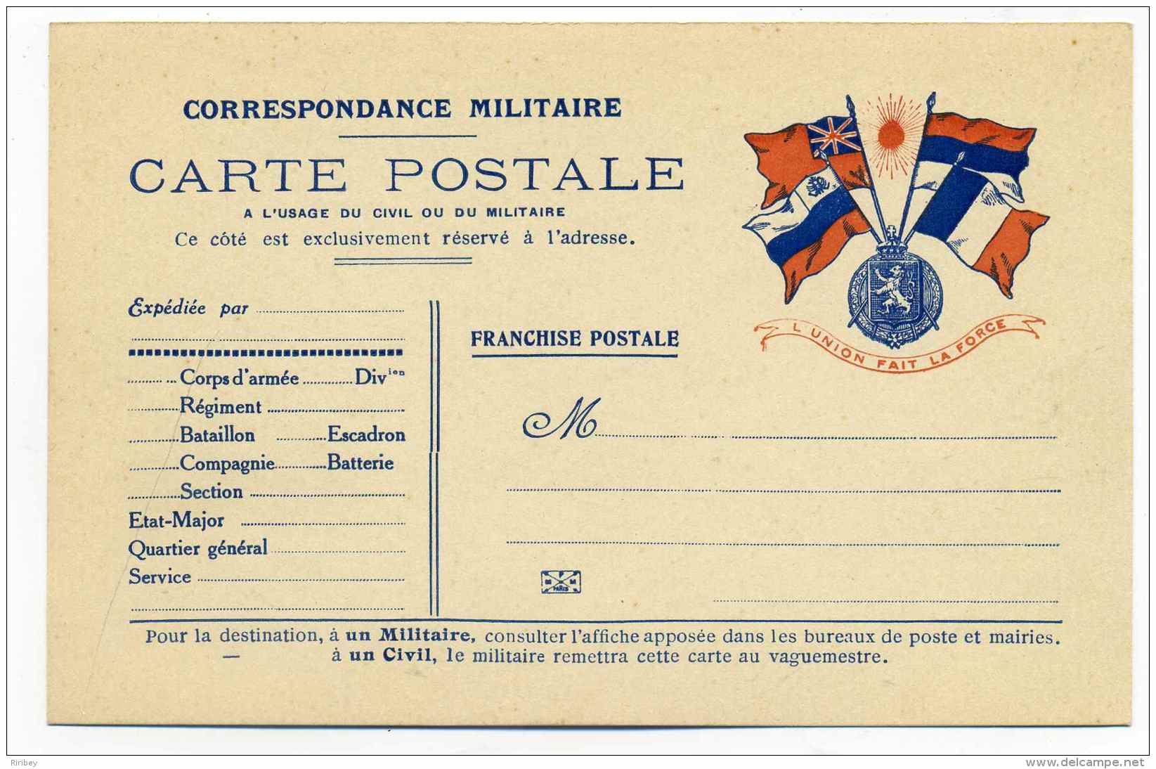 WW1 Carte 5 Drapeaux  L'UNION FAIT LA FORCE / Neuve - Lettres & Documents