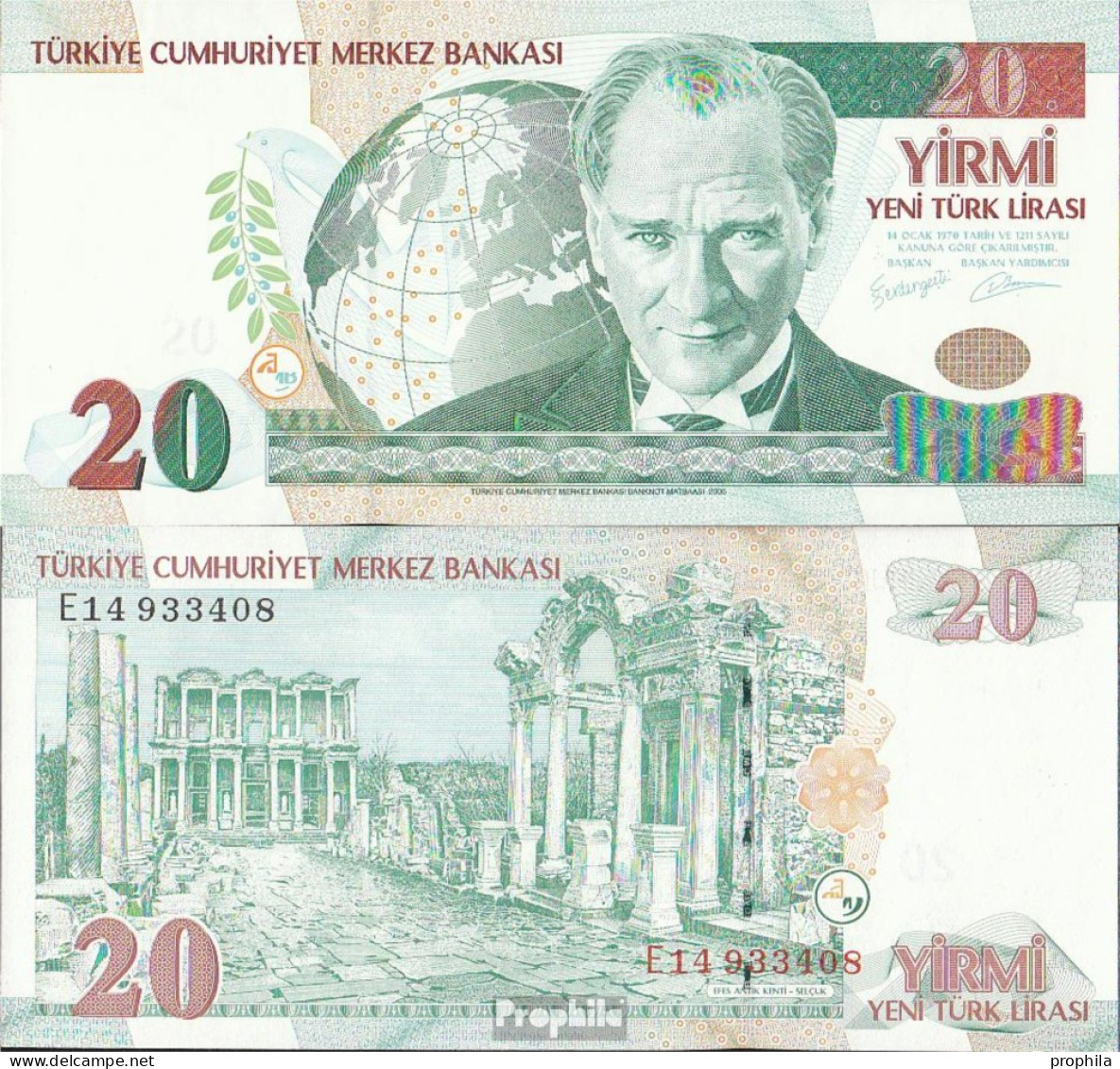 Türkei Pick-Nr: 219 Bankfrisch 2005 20 New Lira - Türkei
