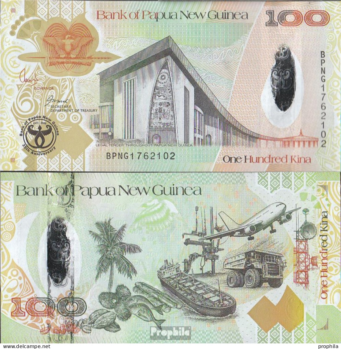 Papua-Neuguinea Pick-Nr: 37a Bankfrisch 2008 100 Kina - Papua-Neuguinea