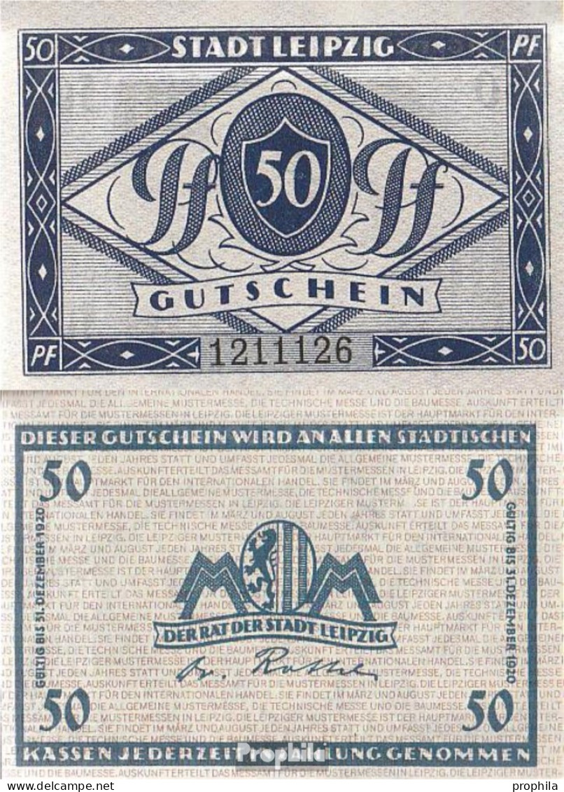 Leipzig Notgeld Der Stadt Leipzig Bankfrisch 1920 50 Pfennig - Monétaires/De Nécessité