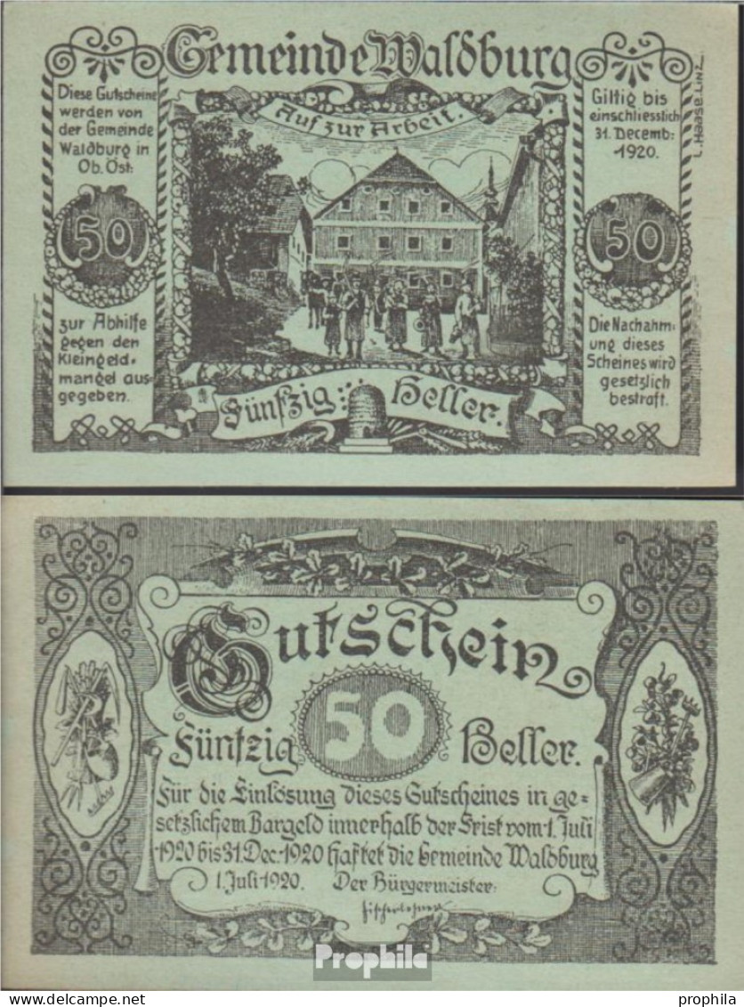 Waldburg Notgeld Der Gemeinde Waldburg Bankfrisch 1920 50 Heller - Oesterreich