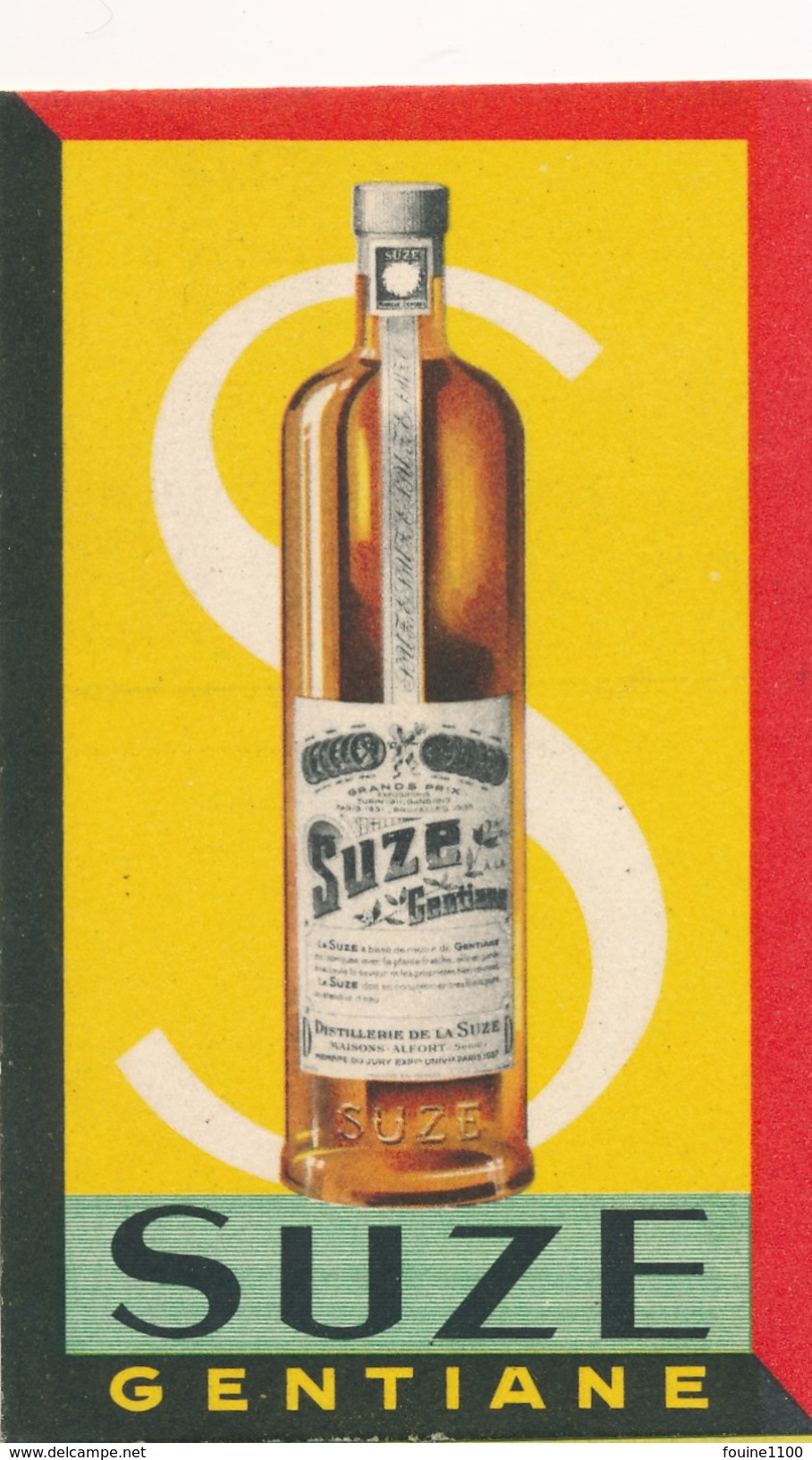 Petit Calendrier Format Déplié 14 X 11,5 Cm LIQUEUR SUZE ( Alcool ) Année 1954 - Small : 1941-60