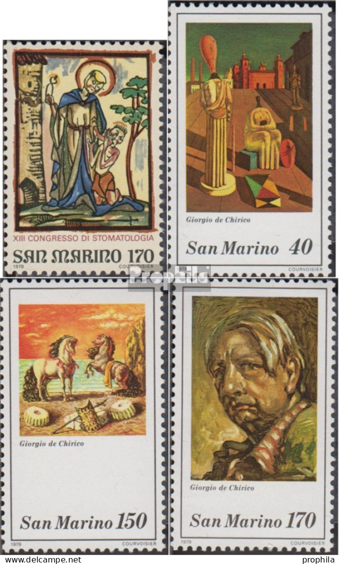 San Marino 1187,1198-1200 (kompl.Ausg.) Postfrisch 1979 Stomatologie Kongreß, Chirico - Ungebraucht