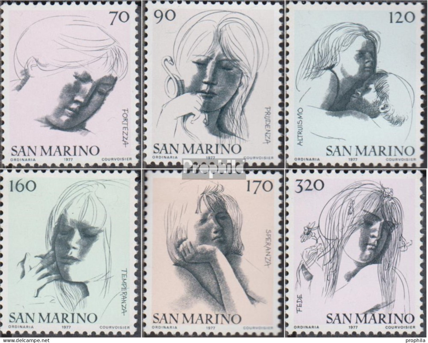 San Marino 1133-1138 (kompl. Ausg.) Postfrisch 1977 Die Tugenden - Ungebraucht