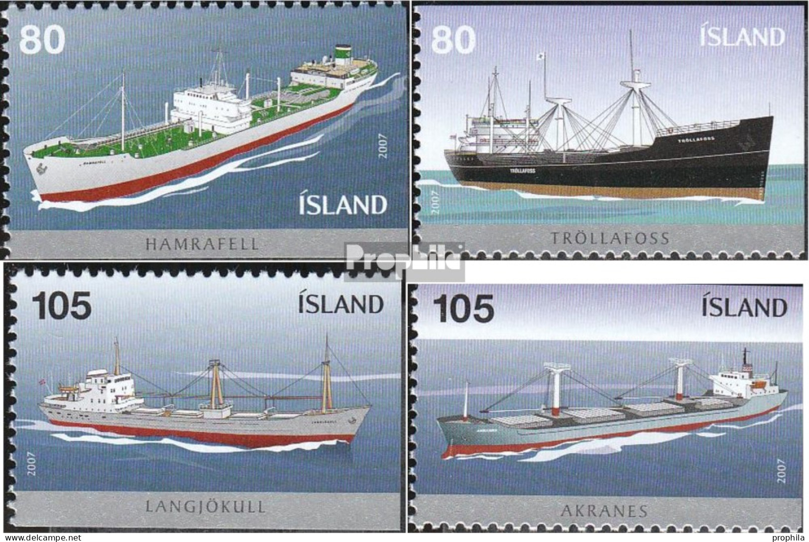 Island 1157E-1160E (kompl.Ausg.) Postfrisch 2007 Schiffe - Nuovi