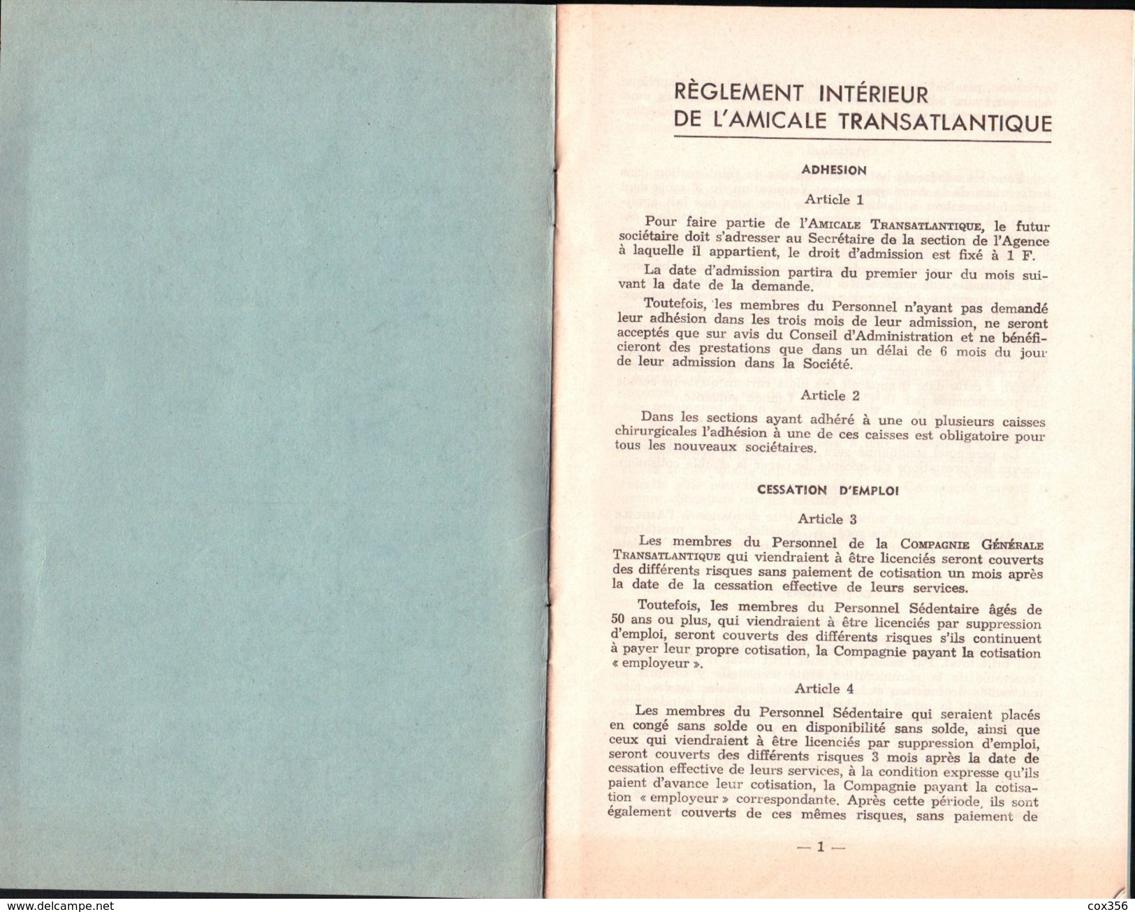 RÈGLEMENT INTÉRIEUR De L'Amicale TRANSATLANTIQUE 1969 - Technik & Instrumente