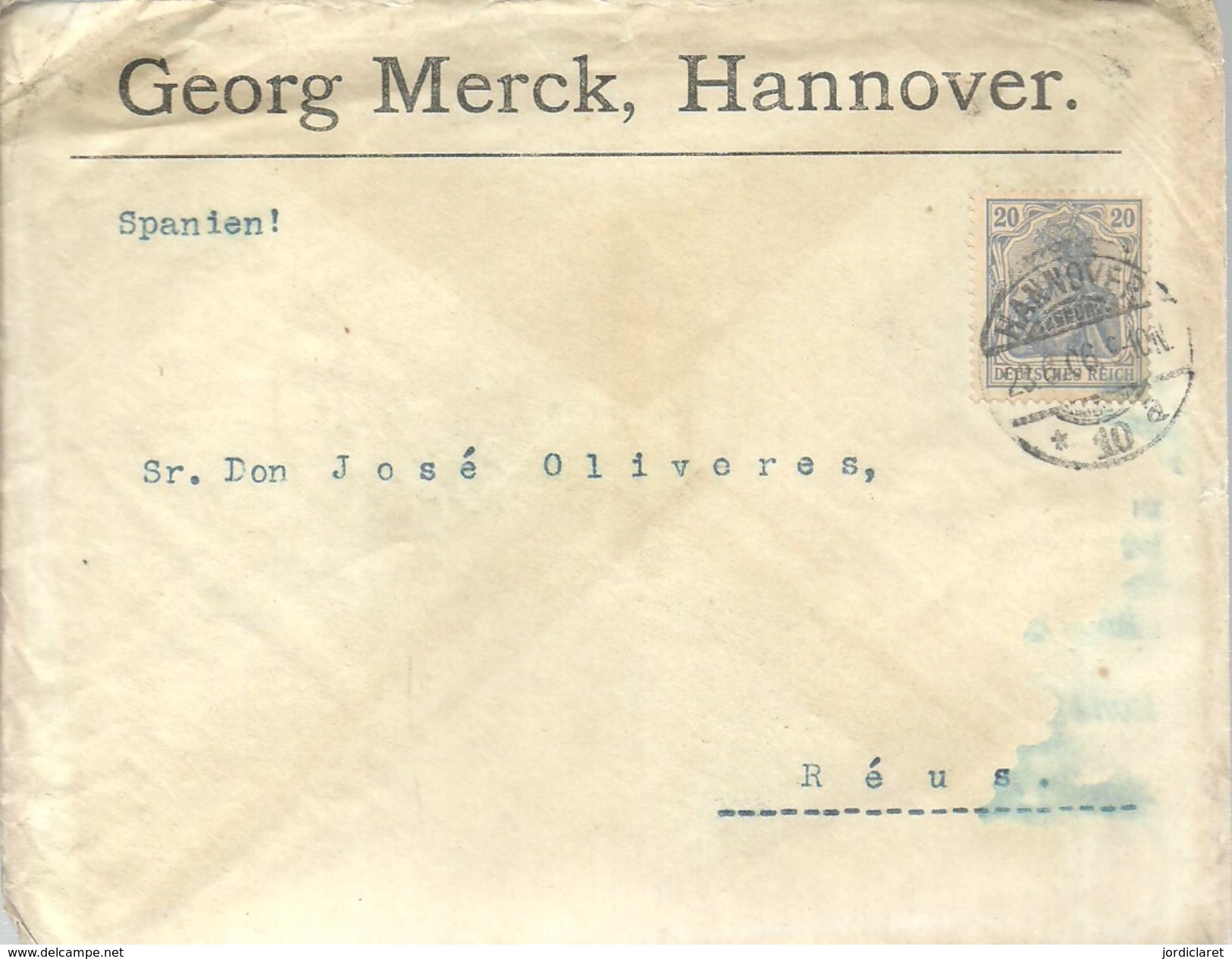 LETTER 1906  HANNOVER REUS - Cartas & Documentos