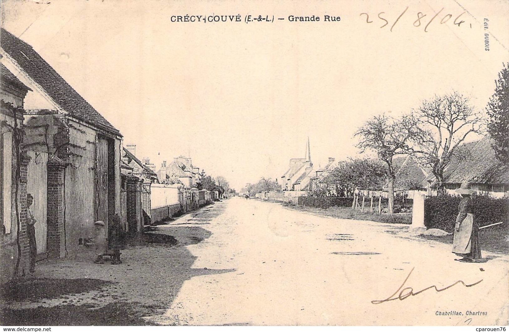 C P A 28 Crécy-Couvé Grande Rue   1904 Eure Et Loir - Altri & Non Classificati