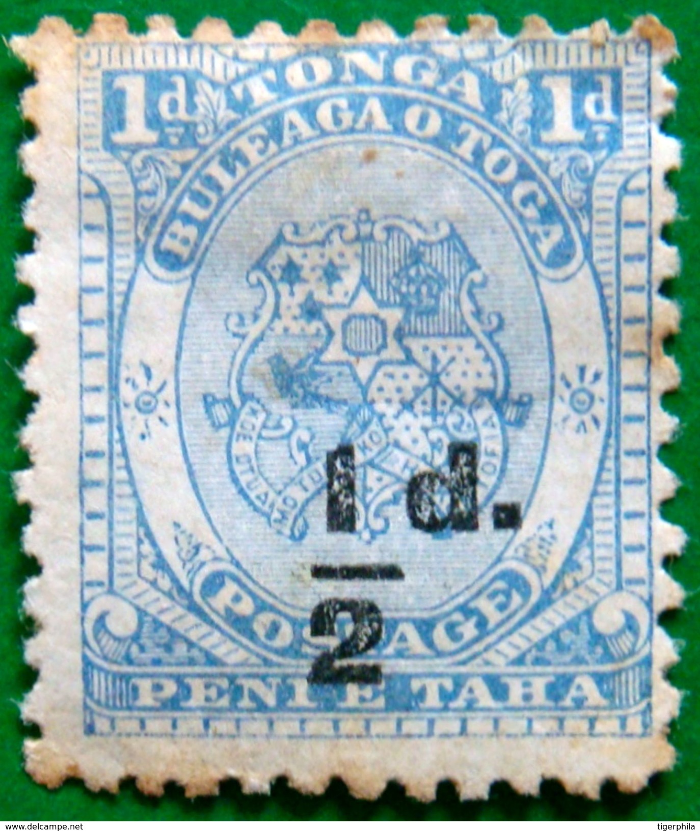 TONGA 1893 1/2d On 1d Arms BLACK OVERPRINT MH Scott16 CV$60 - Tonga (...-1970)