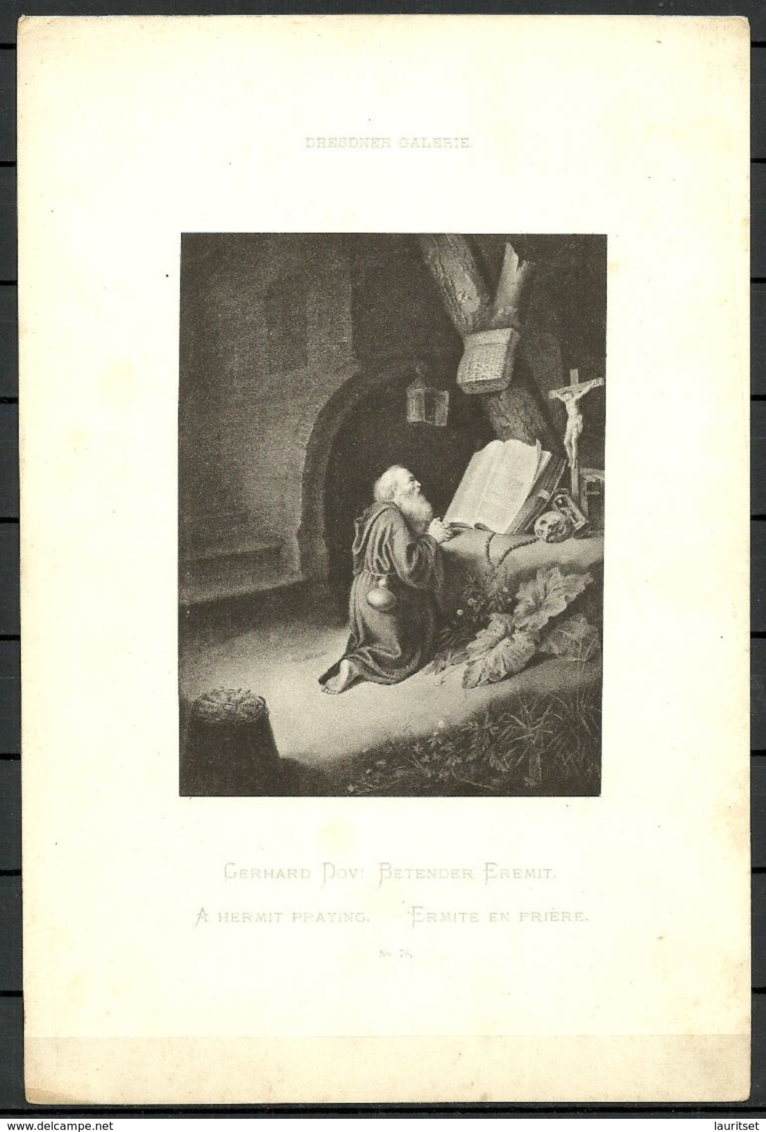 Kunst Art Gerhard Dov Betender Eremit Dresdner Galerie Zeichnung Nach Original No 78 - Autres & Non Classés