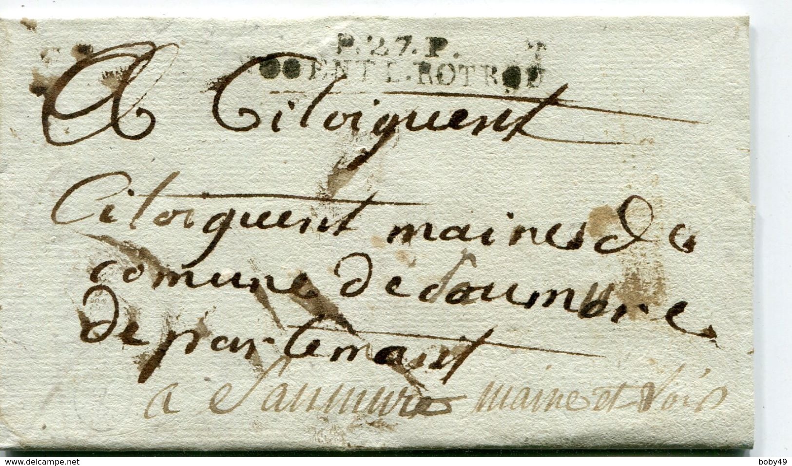 EURE ET LOIR De NOGENT LE ROTROU Linéaire De Port Payé 48x7 Sur LAC Non Datée + Verso Taxe De 3 - 1801-1848: Precursors XIX