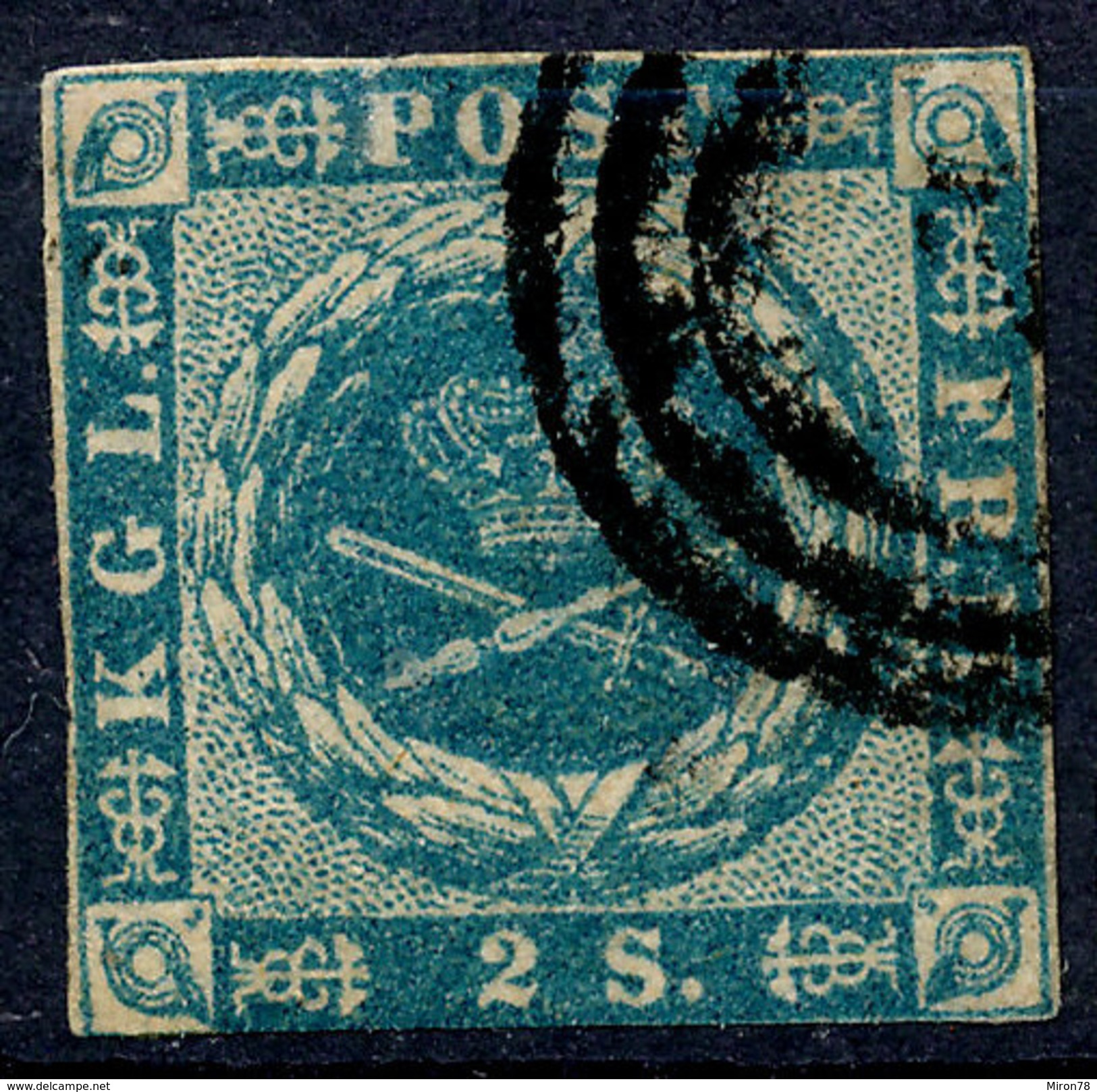 Stamp  Denmark 1854 2s Used - Oblitérés