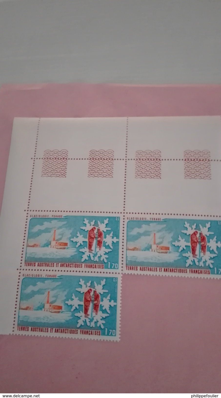 TAAF 1981 N° 103 Glaciologie, 1f70  ** Bloc De 3, Neufs - Unused Stamps