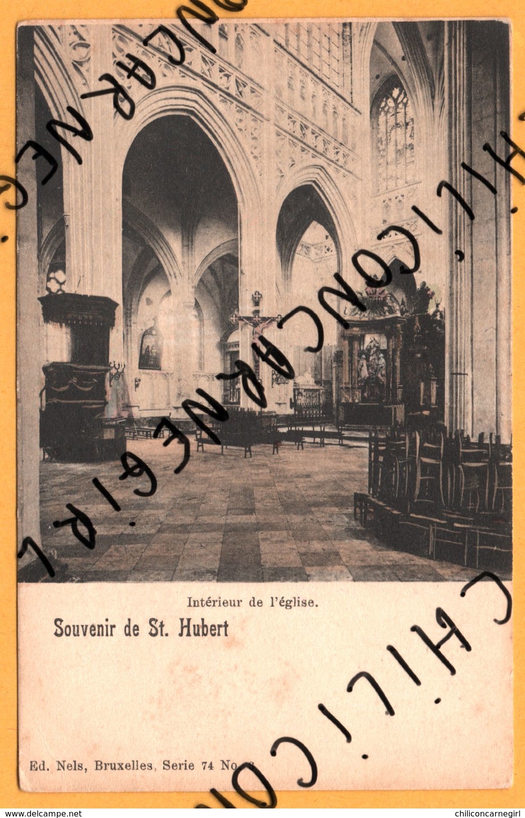 Souvenir De Saint Hubert - Intérieur De L'Eglise - NELS SERIE 74 N° 3 - Saint-Hubert