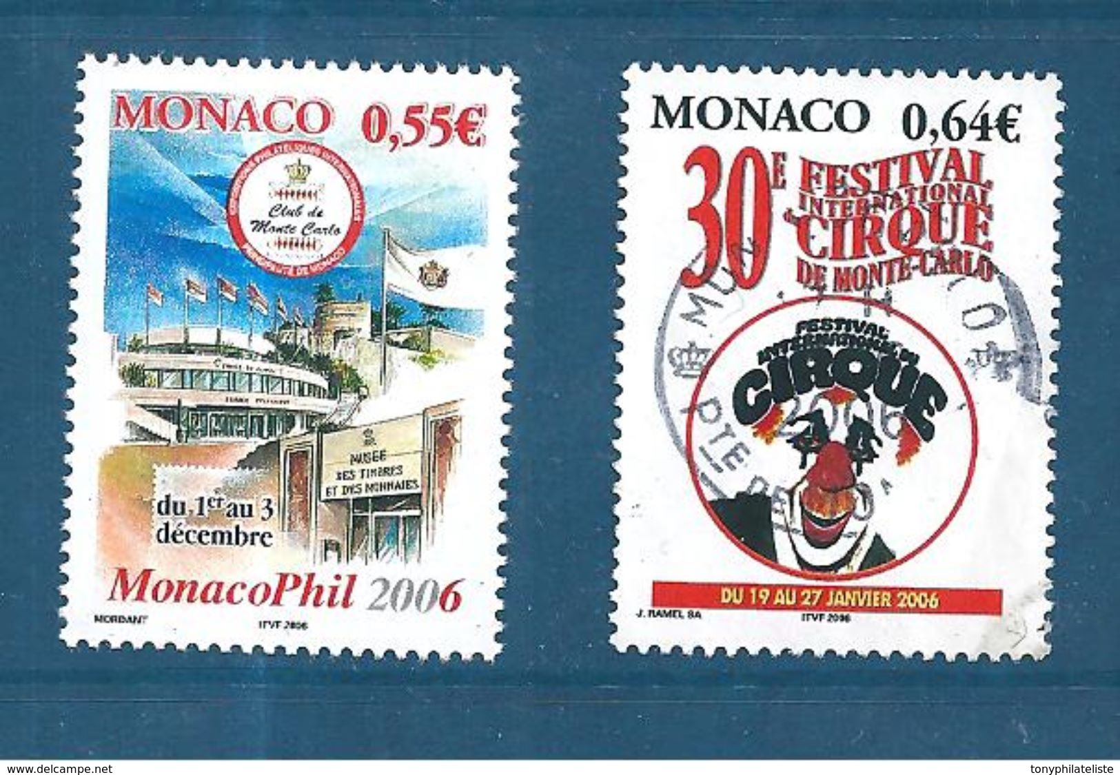 Monaco Timbres  De 2005  N°2521 Et 2522  Neufs ** Et Oblitéré - Unused Stamps