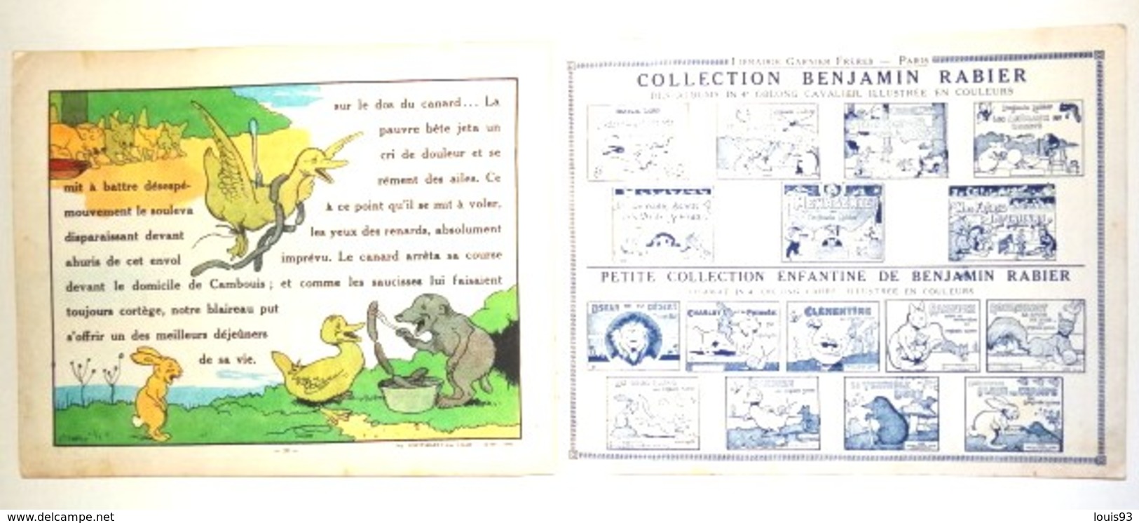 Benjamin RABIER : "LES AVENTURES D'UN BLAIREAU" Ouvrage Couleurs, Edition Originale1933 - 1901-1940