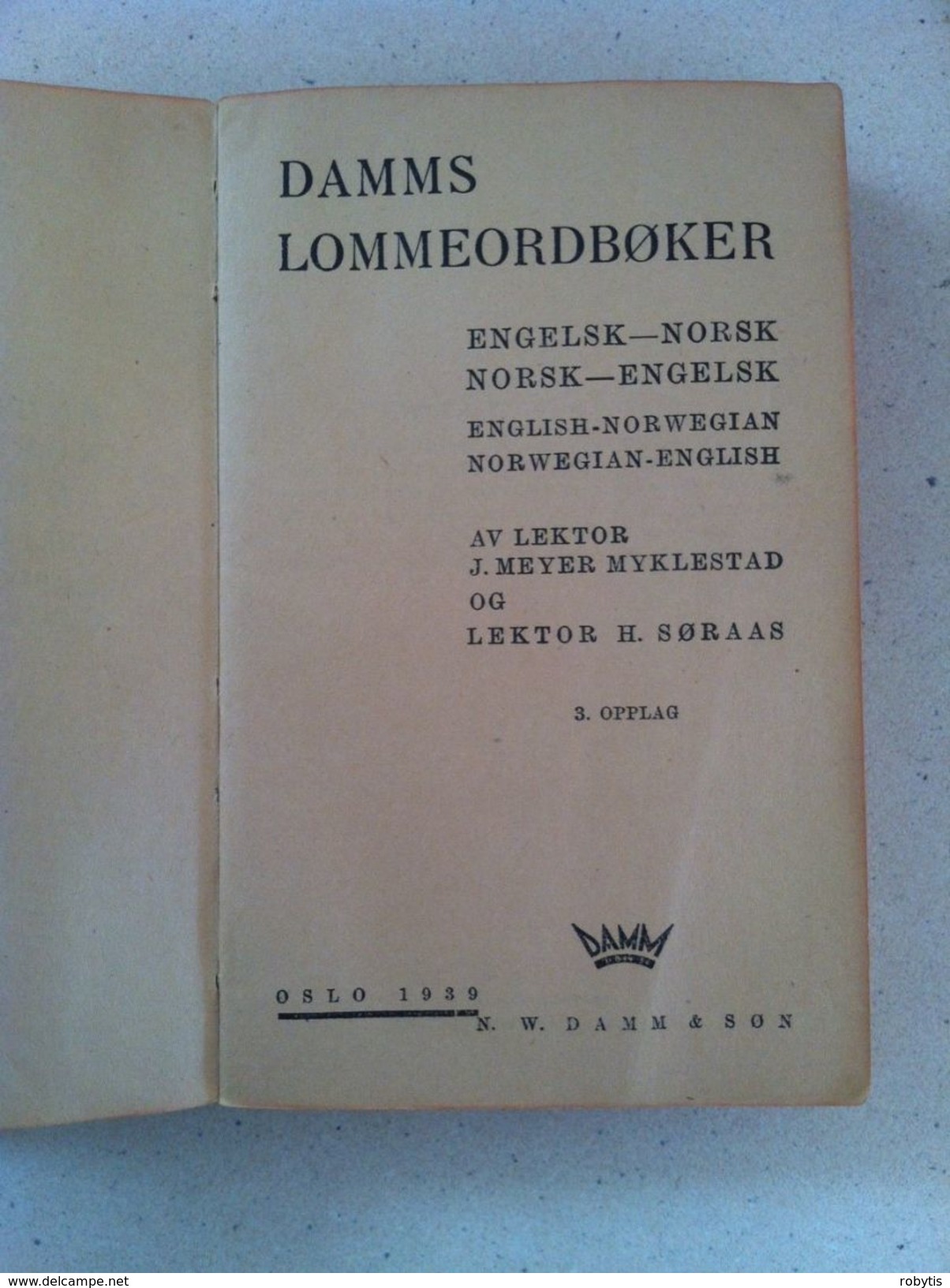 1939 English - Norwegian  Norwegian - English Pocket Dictionary Book - Langues Scandinaves