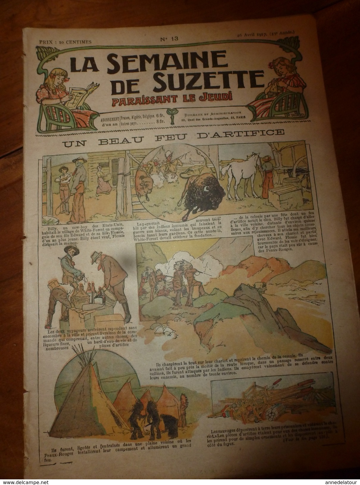 1917 Un Beau Feu D'artifice à White-Forest Chez Les PEAUX-ROUGES Aux USA ; Bécassine Chez Les Alliés; Etc  LSDS - La Semaine De Suzette