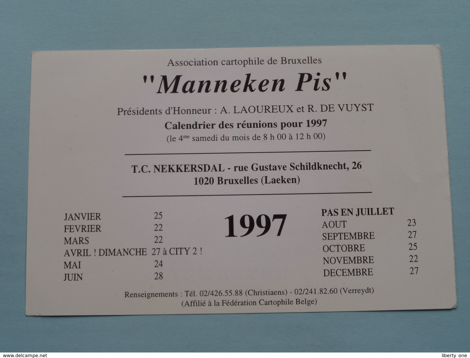 Ass. Cartophiles De Bruxelles " MANNEKEN PIS " (A. Laoureux & R. De Vuyst) Anno 1997 ( Zie Foto's ) ! - Collector Fairs & Bourses