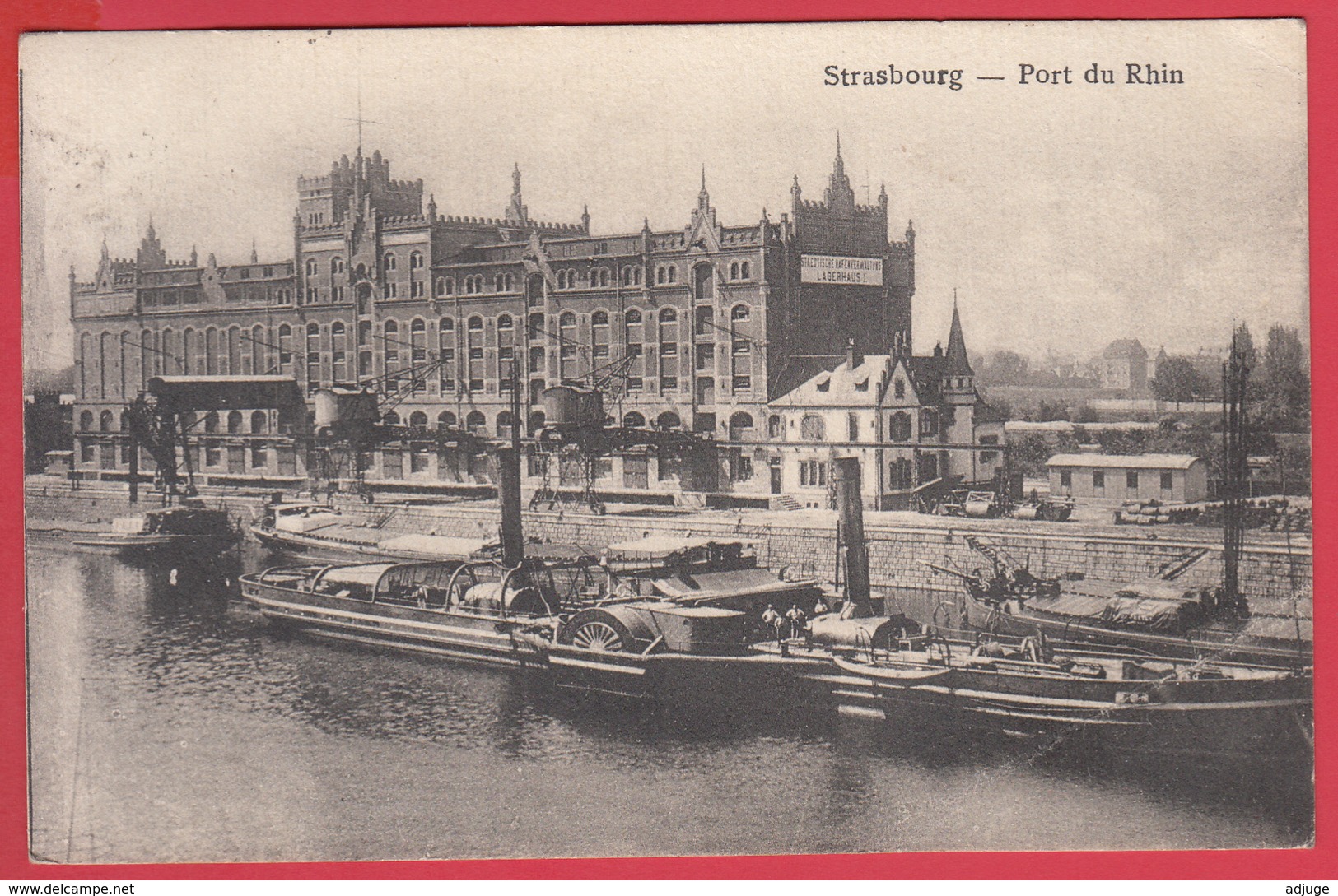 CPA* 67 * STRASBOURG - 1920 - PORT Du RHIN - BATEAUX à VAPEUR - ROUES à AUBE   - 2 SCANS - Strasbourg